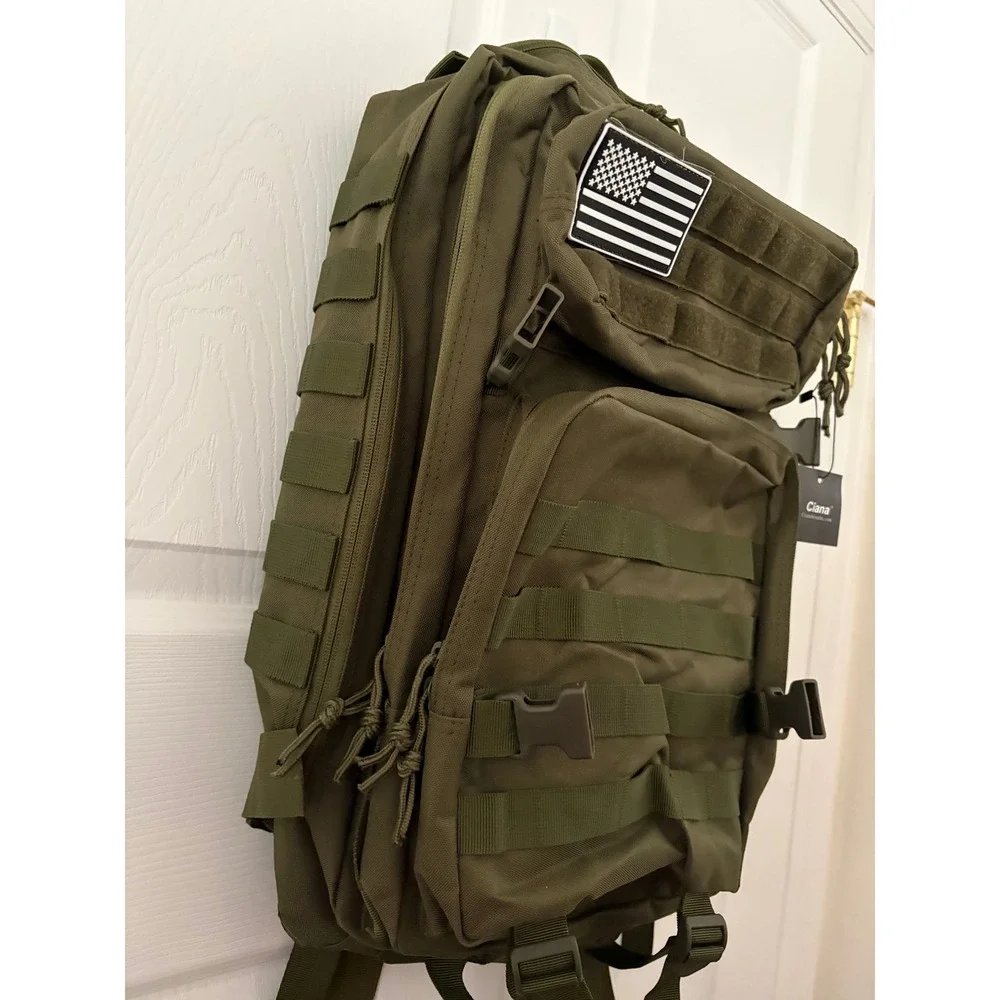 New! Ciana Men Backpack Military Tactical 40L Olive Green MOLLE Hiking School